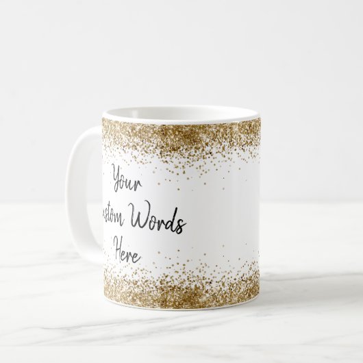Aangepaste tekst hier Gepersonaliseerd Wit en Goud Koffiemok (Voorkant links)