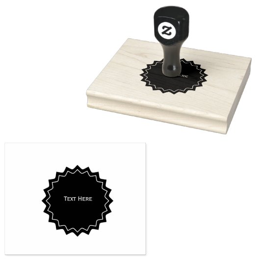 Aangepaste tekst hier horizontale oriëntatie houte rubberstempel (Gestempeld)
