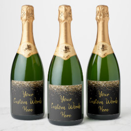 Aangepaste Tekst Hier Persoonlijk Zwart Goud Cadea Sparkling Wijnetiket