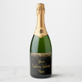 Aangepaste Tekst Hier Persoonlijk Zwart Goud Cadea Sparkling Wijnetiket (Voorkant)