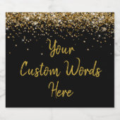 Aangepaste Tekst Hier Persoonlijke Zwarte Gouden C Sparkling Wijnetiket (Enkel label)