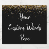 Aangepaste Tekst Hier Persoonlijke Zwarte Gouden C Sparkling Wijnetiket (Enkel label)