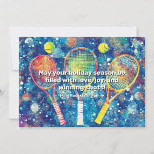 🎾🎄Aangepaste tekst, Holiday Triple Match Feestdagenkaart