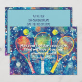 🎾🎄Aangepaste tekst, Holiday Triple Match Feestdagenkaart (Voorkant / Achterkant)