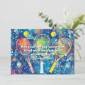 🎾🎄Aangepaste tekst, Holiday Triple Match Feestdagenkaart (Staand voorkant)