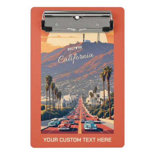 Aangepaste tekst Hollywood Californië Mini Klembord (Voorkant)