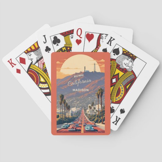 Aangepaste tekst Hollywood Californië Pokerkaarten (Achterkant)