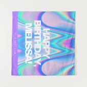 Aangepaste tekst Holografisch Iridiserend Y2K Fees Wandkleed (Voorkant (horizontaal))