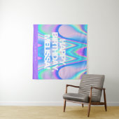 Aangepaste tekst Holografisch Iridiserend Y2K Fees Wandkleed (In Situ (horizontaal))