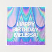 Aangepaste tekst Holografisch Iridiserend Y2K Fees Wandkleed (Voorkant)