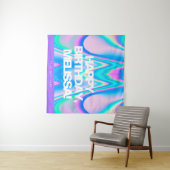 Aangepaste tekst Holografisch Iriserend Y2K Feest Wandkleed (In Situ (horizontaal))