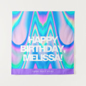 Aangepaste tekst Holografisch Iriserend Y2K Feest Wandkleed (Voorkant)