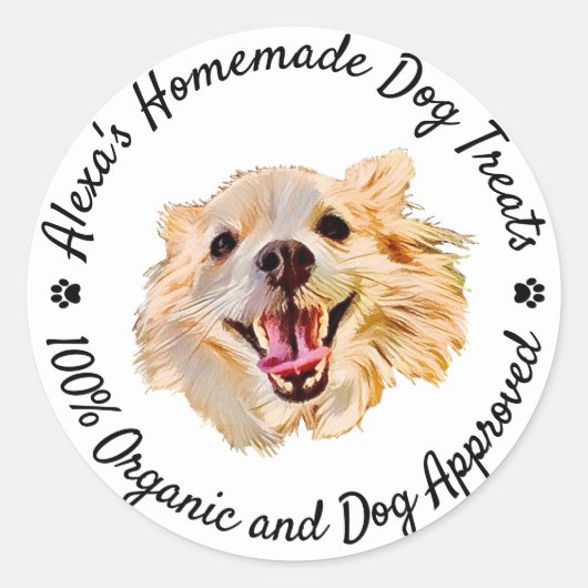 Aangepaste tekst hond ronde sticker (Voorkant)