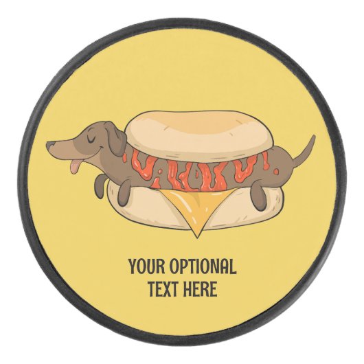 Aangepaste tekst Hot Dog Hockey Puck (Voorkant)