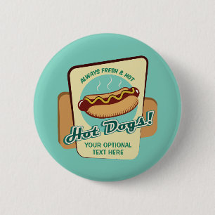 Aangepaste tekst Hot Dog Ronde Button 5,7 Cm