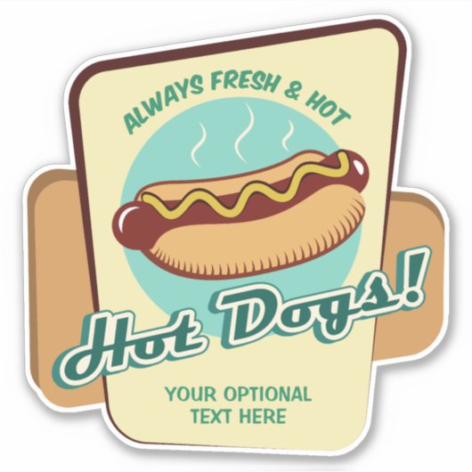 Aangepaste tekst Hot Dog Sticker (Voorkant)