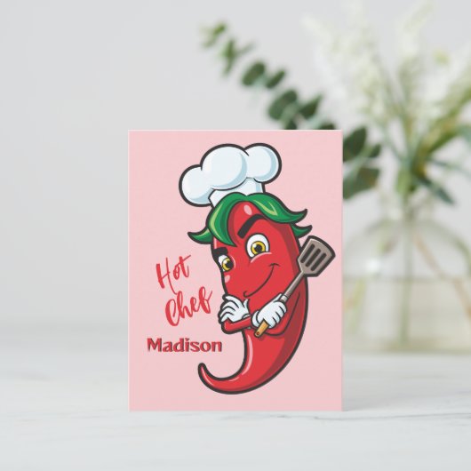 Aangepaste tekst Hot Pepper Chef Briefkaart (Staand voorkant)