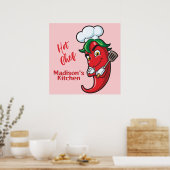 Aangepaste tekst Hot Pepper Chef Poster (Keuken)