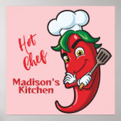 Aangepaste tekst Hot Pepper Chef Poster (Voorkant)