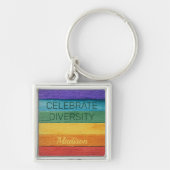 Aangepaste tekst houtstructuur regenboogvlag sleutelhanger (Voorkant)