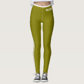 Aangepaste tekst huisdier kat moeder olijfgoud wit leggings (Voorkant)
