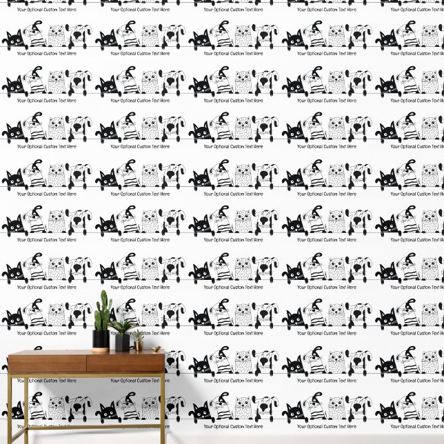 Aangepaste tekst Huisdieren Illustratie Behang (Hal)