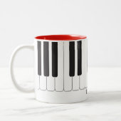 Aangepaste tekst "I ❤️ Music" pianoketoesleutel Tweekleurige Koffiemok (Links)