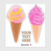 Aangepaste tekst Ice Cream Cones stickers (Vel)
