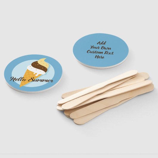 Aangepaste tekst Ice Cream Hallo ventilatorset Handwaaier (Niet-gemonteerd)