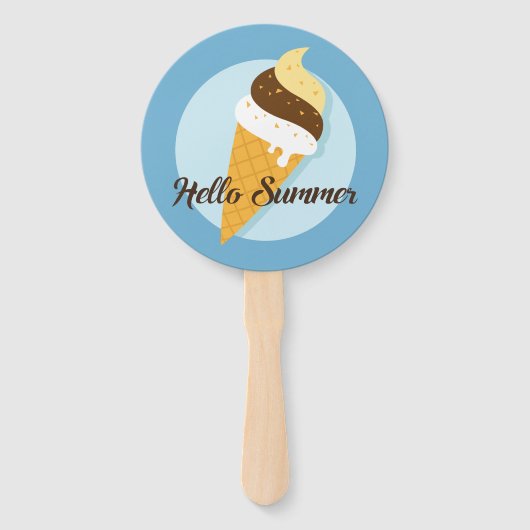 Aangepaste tekst Ice Cream Hallo ventilatorset Handwaaier (Voorkant)