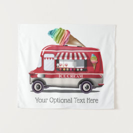 Aangepaste tekst Ice Cream Truck wandtapijt Wandkleed