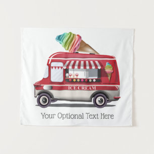 Aangepaste tekst Ice Cream Truck wandtapijt Wandkleed