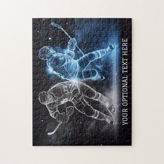 Aangepaste tekst Ice Hockey Legpuzzel (Verticaal)