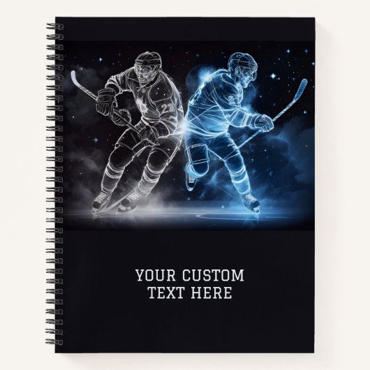 Aangepaste tekst Ice Hockey Notitieboek (Voorkant)