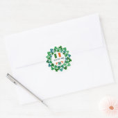 Aangepaste tekst Ierse Shamrock en Flag Ronde Sticker (Envelop)