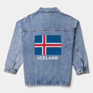 Aangepaste tekst IJsland vlag Denim Jacket