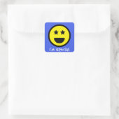 Aangepaste tekst Ik ben Speciale Gezicht Emoji Sti Vierkante Sticker (Tas)
