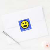 Aangepaste tekst Ik ben Speciale Gezicht Emoji Sti Vierkante Sticker (Envelop)