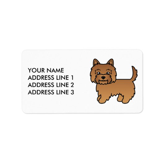 Aangepaste tekst illustratie rode Cairn Terrier ho Etiket (Voorkant)