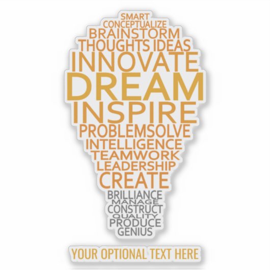 Aangepaste tekst Inspirerend Lightbulb Sticker (Voorkant)