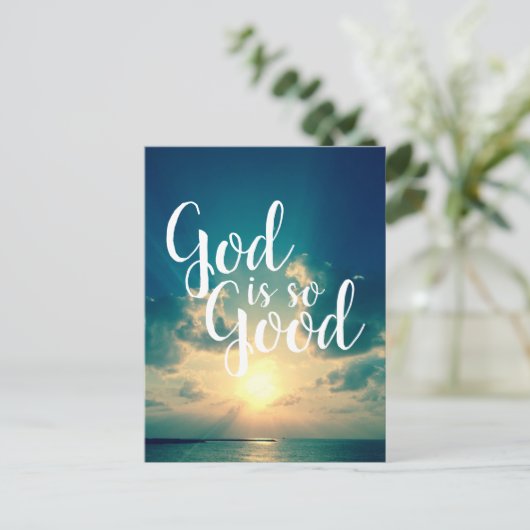 Aangepaste tekst Inspirerend zon en Zee God is zo  Briefkaart (Staand voorkant)