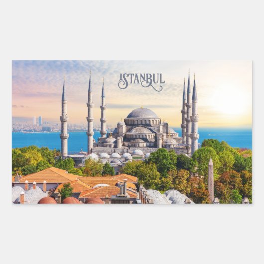 Aangepaste tekst Istanbul Rechthoekige Sticker (Voorkant)