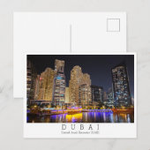 Aangepaste tekst, jachthaven bij nacht, Dubai, Ver Briefkaart (Voorkant / Achterkant)