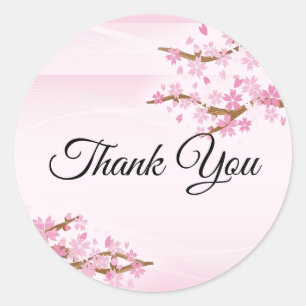 Aangepaste tekst Japanse roze Cherry Blossom Dank  Ronde Sticker