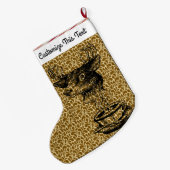Aangepaste tekst/jaren 60 70 Abstracte koffie hert Grote Kerstsok (Achterkant (Hangend))