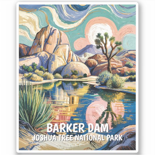 Aangepaste tekst Joshua Tree Dam Kleurrijk Bergmee Sticker (Voorkant)