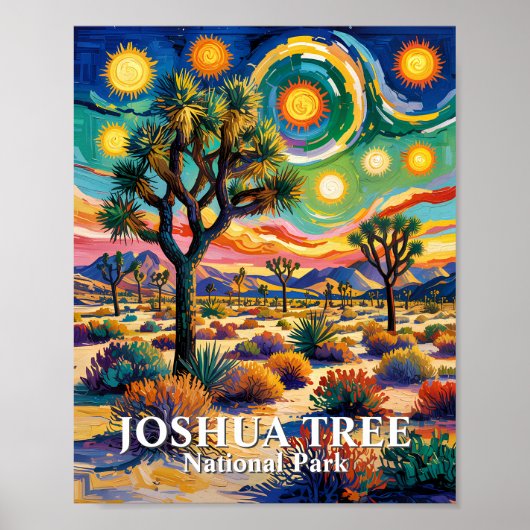 Aangepaste tekst Joshua Tree Van Gogh Kleurrijk Wo Poster (Voorkant)