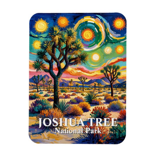 Aangepaste tekst Joshua Tree Van Gogh Kleurrijke W Magneet (Verticaal)