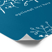 Aangepaste tekst Kalligrafie Navy Wildflower Sign Poster (Hoek)