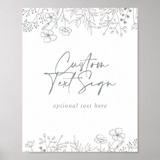 Aangepaste Tekst Kalligrafie Neutraal Wildflower T Poster (Voorkant)